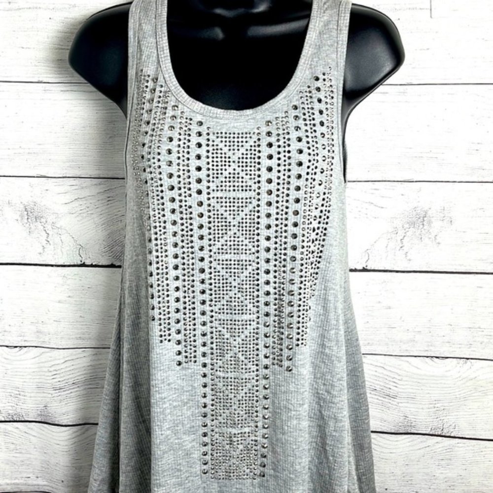 Be. Vocal Small gray tank top rhinestones dazzled women’s